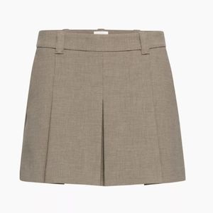Aritzia Wilfred Bach Pleated Mini Skirt - Heather Modern Taupe